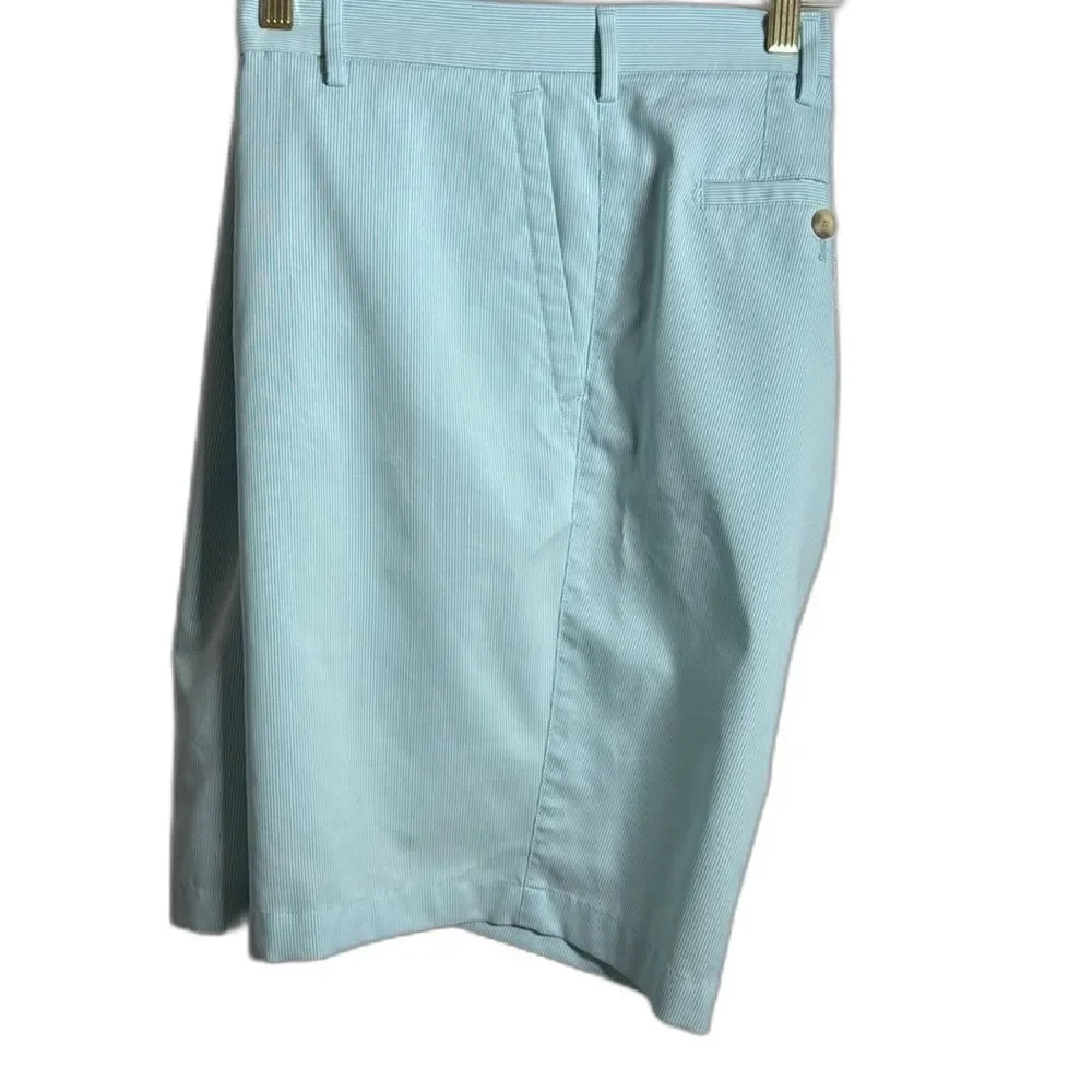 Peter Millar Crown Sport Shorts Teal Blue White Stripes Size 40 Golf Outdoor